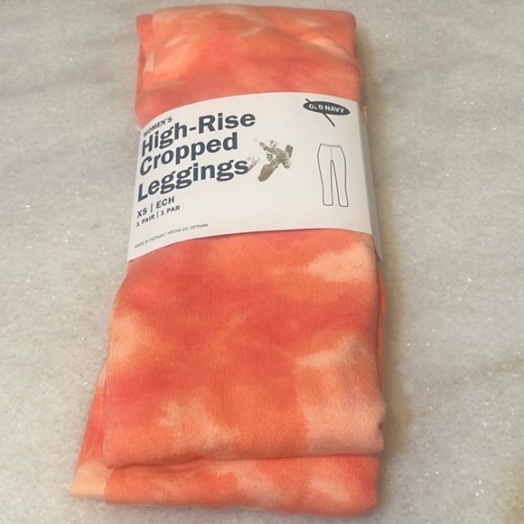Old Navy High Rise Cropped Leggings woman’s orange pink pant New Sz XS - Picture 1 of 4